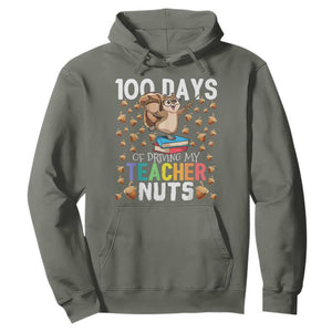 100 Days Of School Hoodie 100th Day Driving My Teacher Nuts Squirrel School TS10 Military Green Print Your Wear