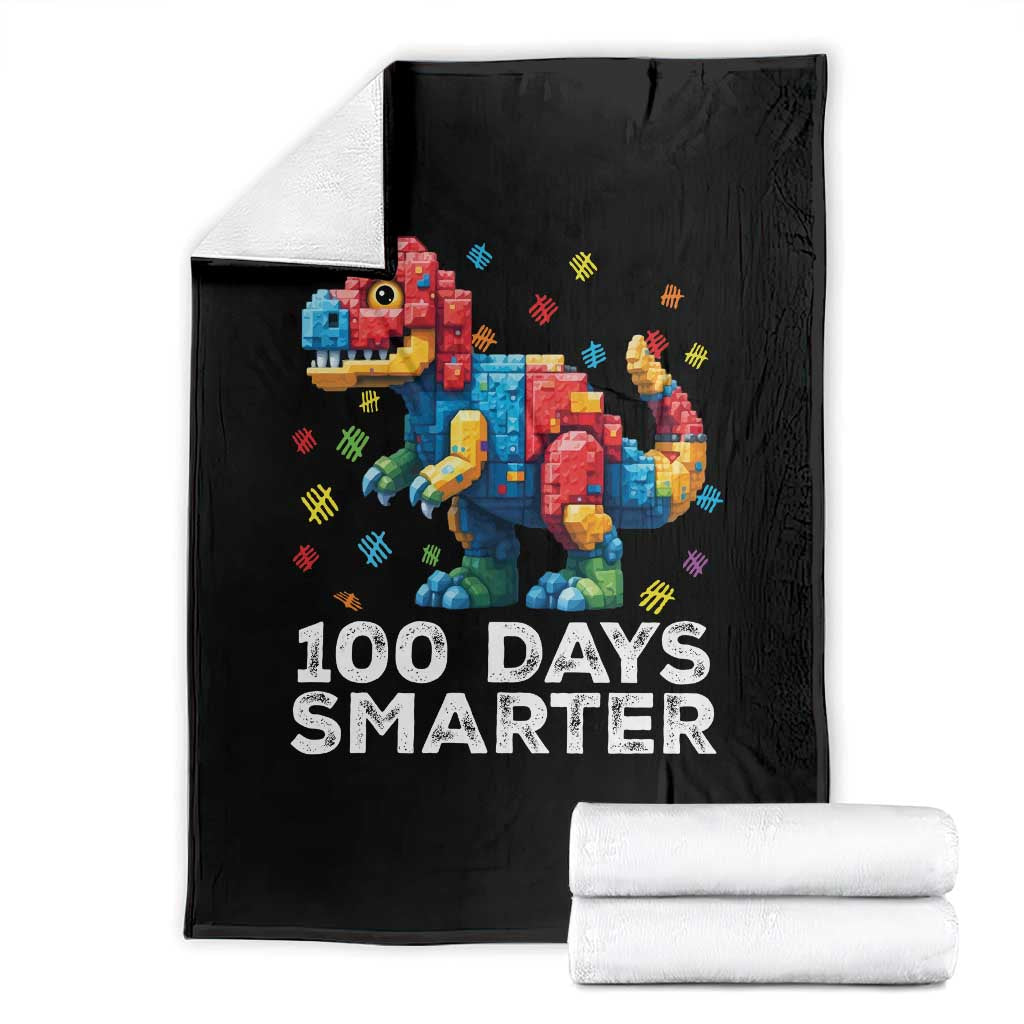 Dinosaur 100 Days Smarter Throw Blanket Building Bricks Dinosaur 100th Day Kids TS10 Black Print Your Wear