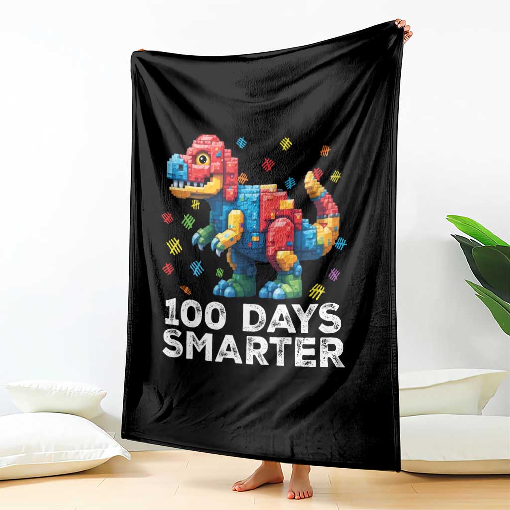 Dinosaur 100 Days Smarter Throw Blanket Building Bricks Dinosaur 100th Day Kids TS10 Print Your Wear