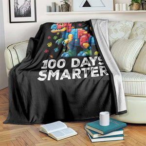Dinosaur 100 Days Smarter Throw Blanket Building Bricks Dinosaur 100th Day Kids TS10 Print Your Wear