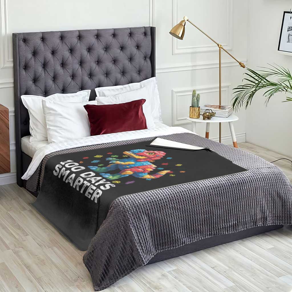 Dinosaur 100 Days Smarter Throw Blanket Building Bricks Dinosaur 100th Day Kids TS10 Print Your Wear