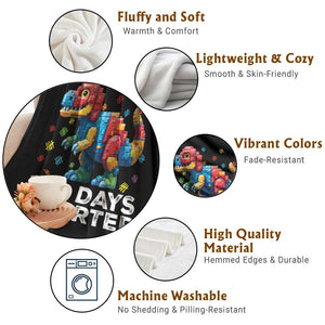Dinosaur 100 Days Smarter Throw Blanket Building Bricks Dinosaur 100th Day Kids TS10 Print Your Wear