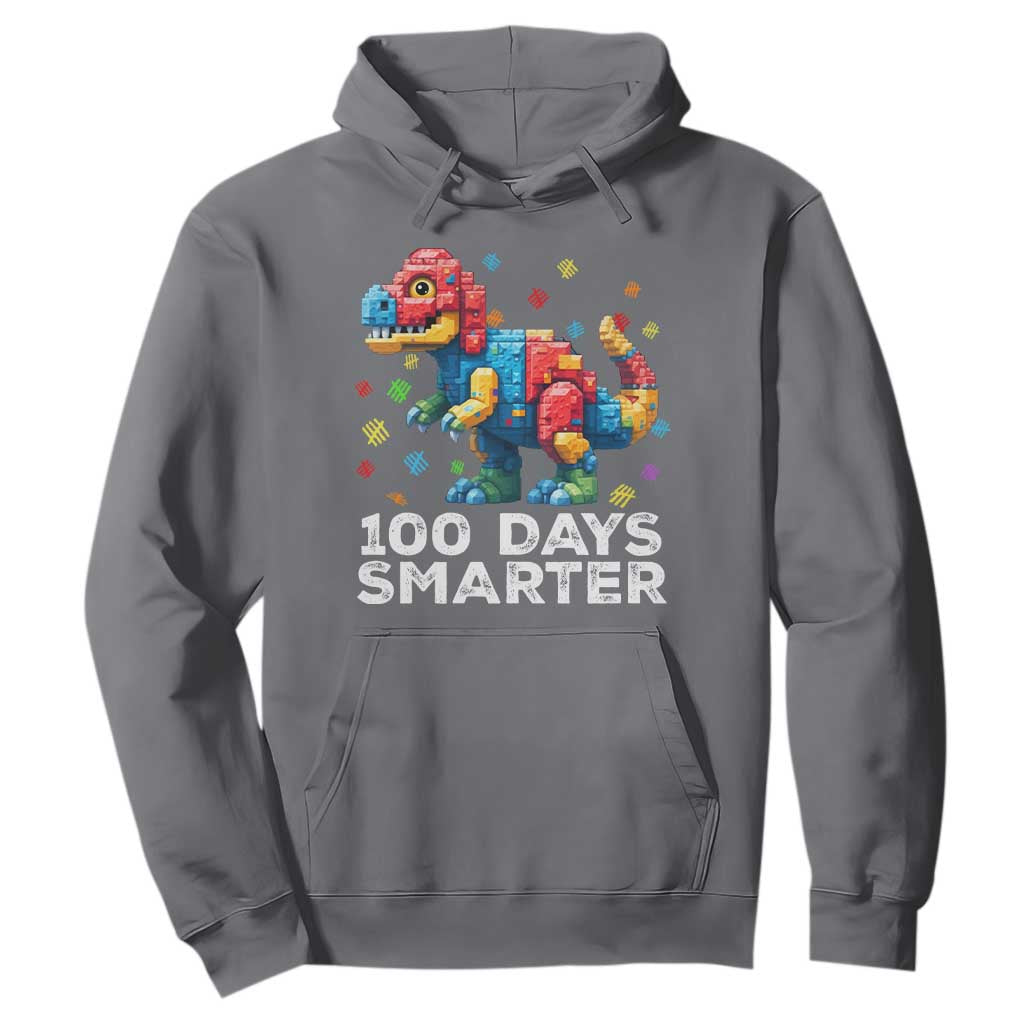 Dinosaur 100 Days Smarter Hoodie Building Bricks Dinosaur 100th Day Kids TS10 Charcoal Print Your Wear