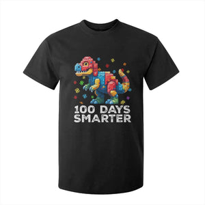 Dinosaur 100 Days Smarter T Shirt For Kid Building Bricks Dinosaur 100th Day Kids TS10 Black Print Your Wear