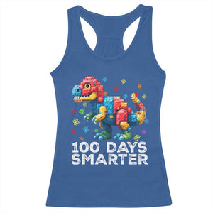 Dinosaur 100 Days Smarter Racerback Tank Top Building Bricks Dinosaur 100th Day Kids TS10 Royal Blue Print Your Wear
