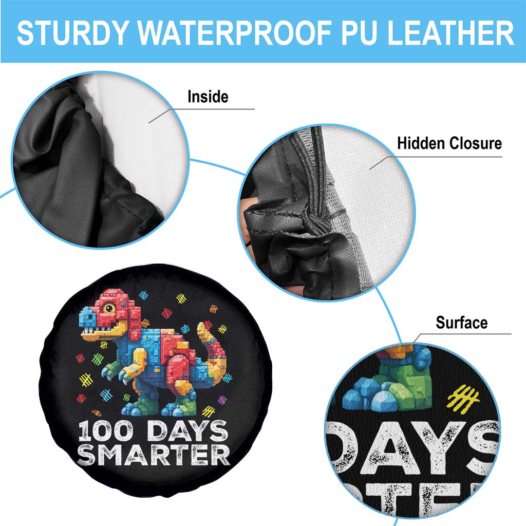 Dinosaur 100 Days Smarter Spare Tire Cover Building Bricks Dinosaur 100th Day Kids TS10 Print Your Wear