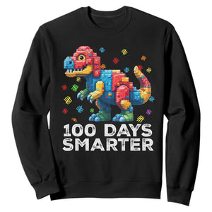 Dinosaur 100 Days Smarter Sweatshirt Building Bricks Dinosaur 100th Day Kids TS10 Black Print Your Wear