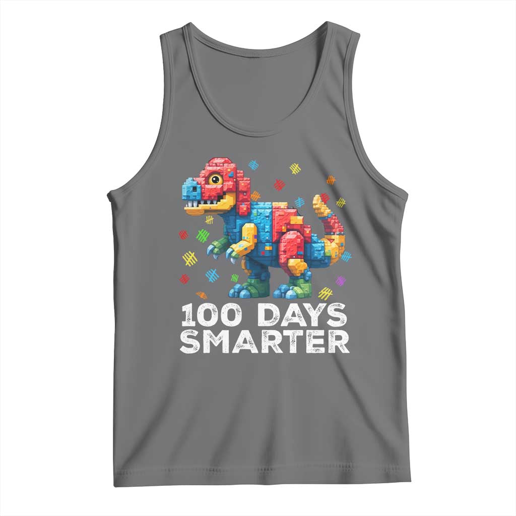 Dinosaur 100 Days Smarter Tank Top Building Bricks Dinosaur 100th Day Kids TS10 Black Heather Print Your Wear