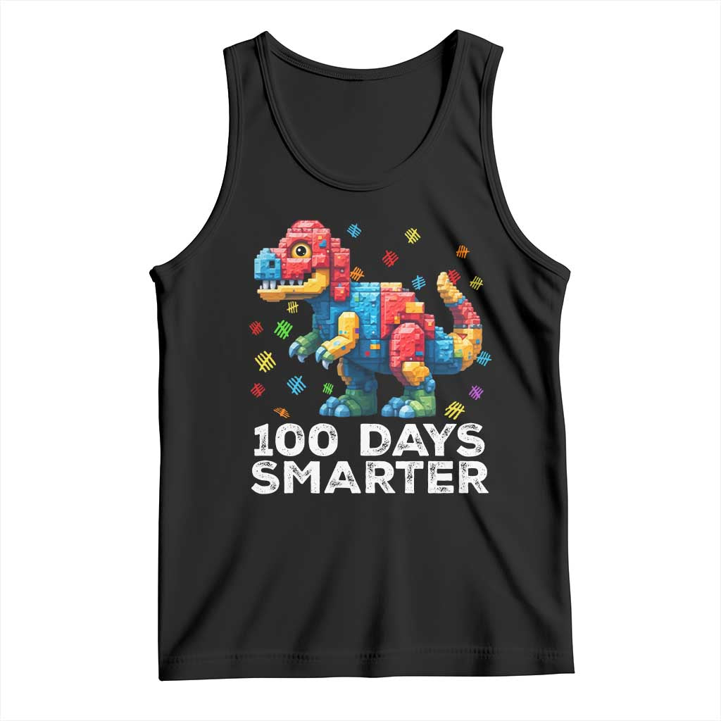 Dinosaur 100 Days Smarter Tank Top Building Bricks Dinosaur 100th Day Kids TS10 Black Print Your Wear
