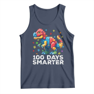 Dinosaur 100 Days Smarter Tank Top Building Bricks Dinosaur 100th Day Kids TS10 Navy Print Your Wear
