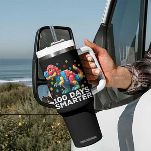 Dinosaur 100 Days Smarter Tumbler With Handle Building Bricks Dinosaur 100th Day Kids TS10 Print Your Wear
