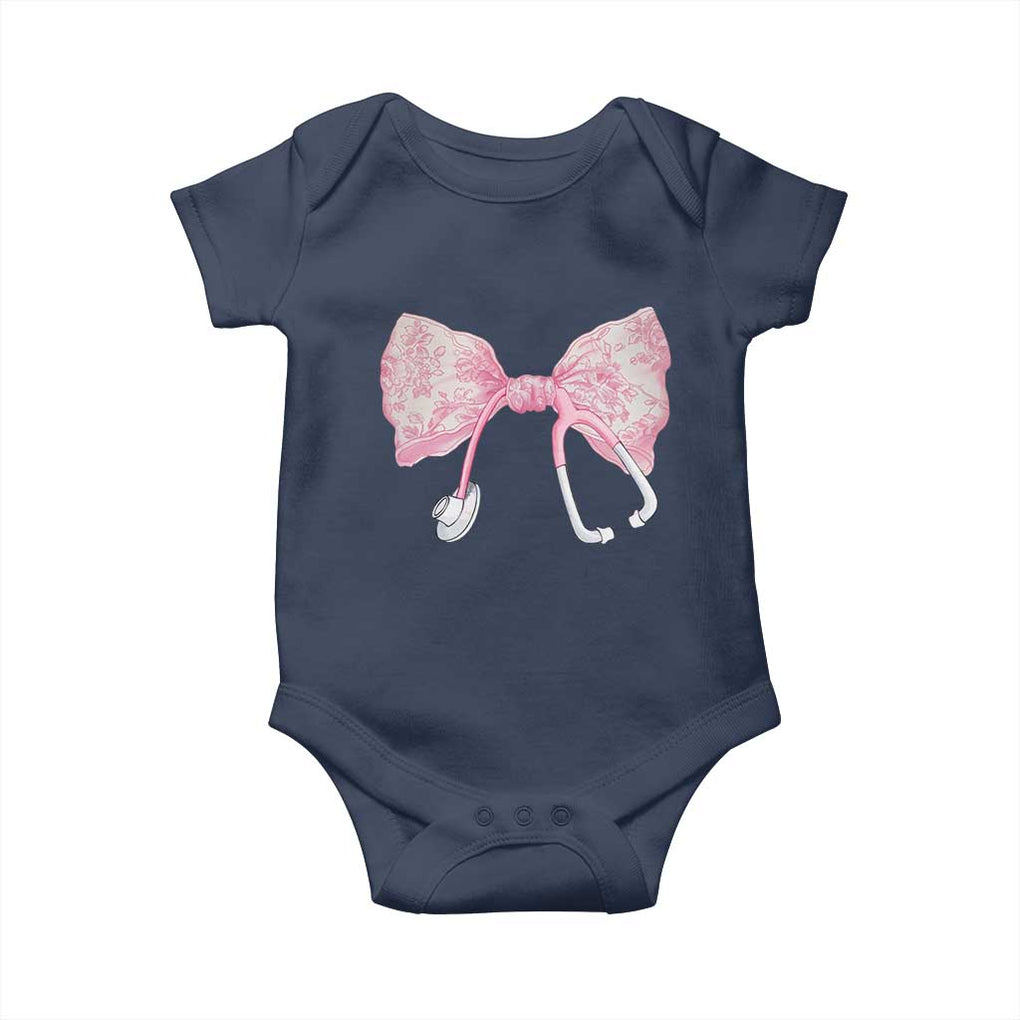 Pink Coquette Nurse Baby Onesie Toile de Jouy Stethoscope Bow TS10 Navy Print Your Wear