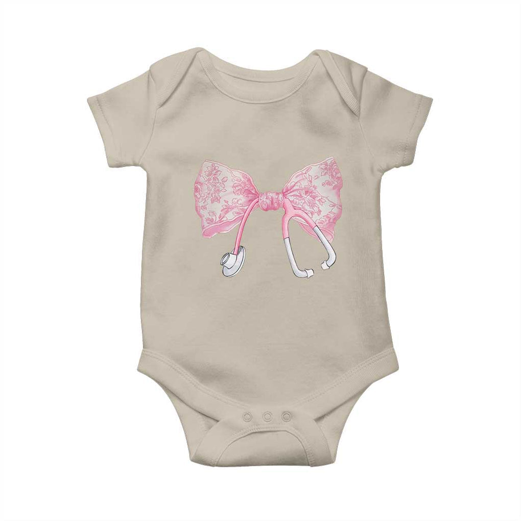 Pink Coquette Nurse Baby Onesie Toile de Jouy Stethoscope Bow TS10 Sand Print Your Wear
