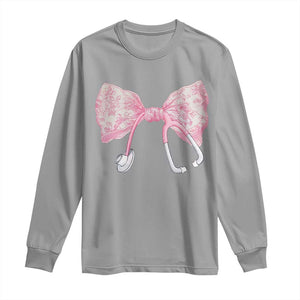 Pink Coquette Nurse Long Sleeve Shirt Toile de Jouy Stethoscope Bow TS10 Sport Gray Print Your Wear