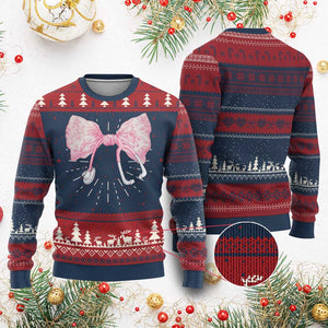 Pink Coquette Nurse Ugly Christmas Sweater Toile de Jouy Stethoscope Bow TS10 Burgundy Print Your Wear