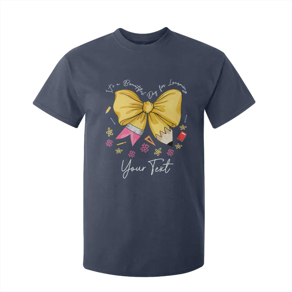 Personalized Teacher Coquette Bow T Shirt For Kid Custom Name Cute Teacher Appreciation Gift TS10 Navy Print Your Wear