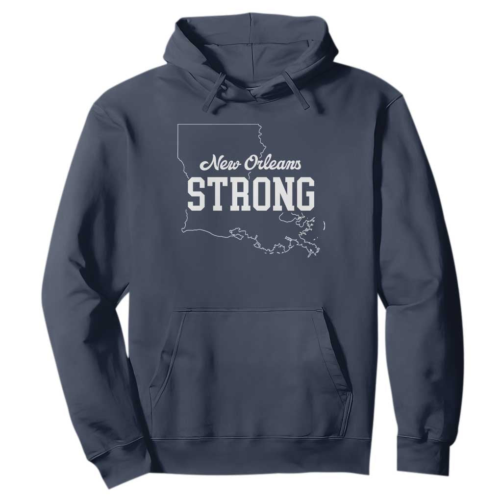 Nola Strong Hoodie Support Louisiana 2025 New Orleans Map TS10 Navy Print Your Wear