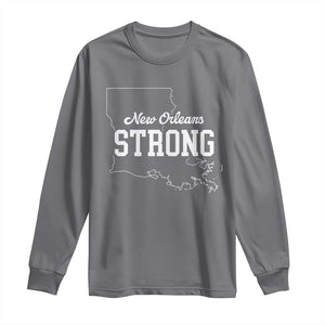 Nola Strong Long Sleeve Shirt Support Louisiana 2025 New Orleans Map TS10 Charcoal Print Your Wear