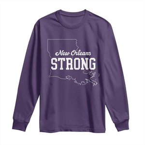 Nola Strong Long Sleeve Shirt Support Louisiana 2025 New Orleans Map TS10 Purple Print Your Wear