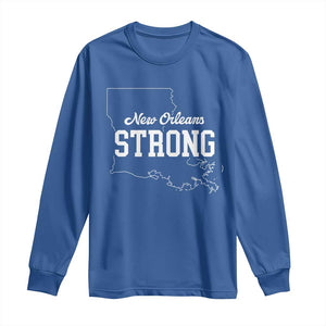 Nola Strong Long Sleeve Shirt Support Louisiana 2025 New Orleans Map TS10 Royal Blue Print Your Wear