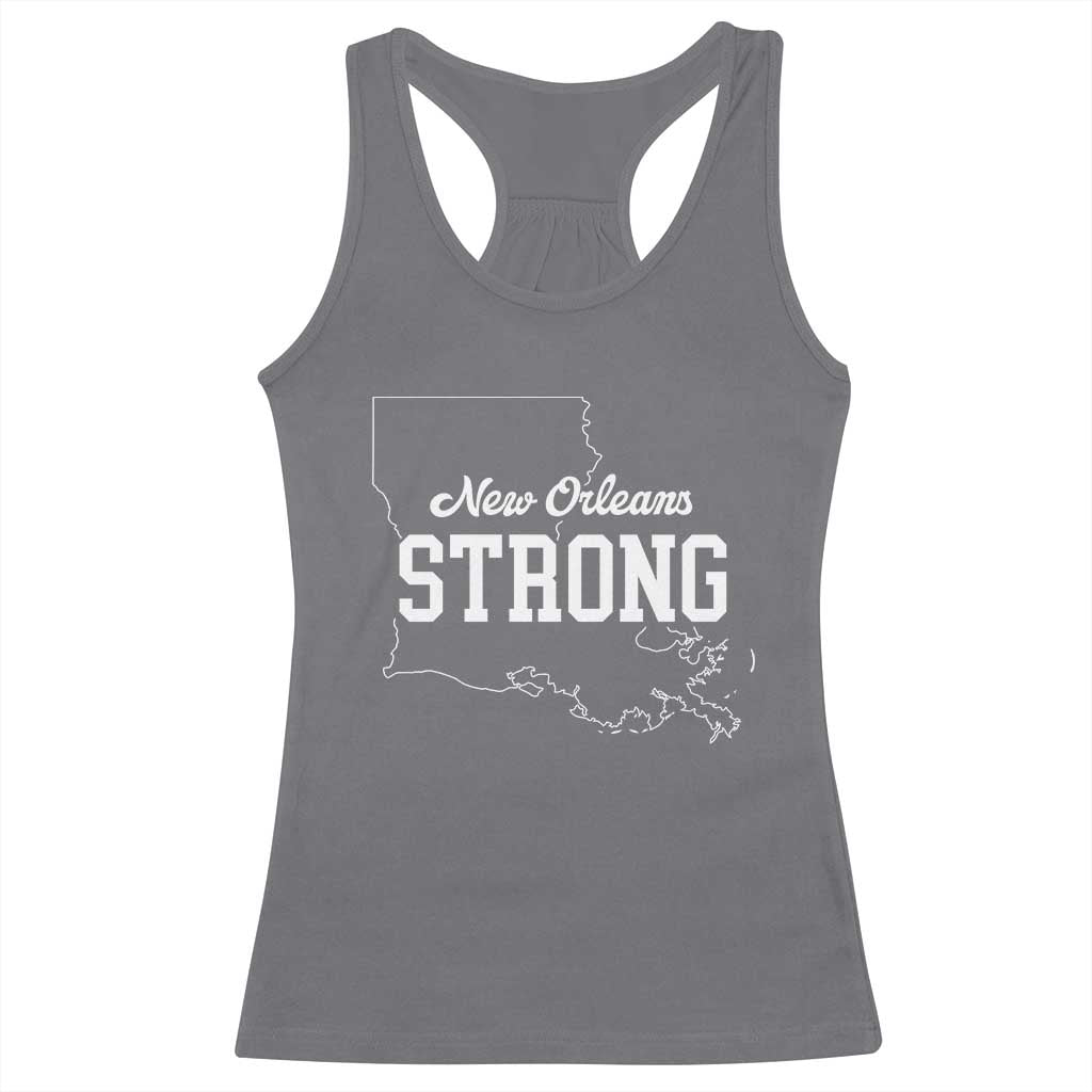 Nola Strong Racerback Tank Top Support Louisiana 2025 New Orleans Map TS10 Charcoal Print Your Wear