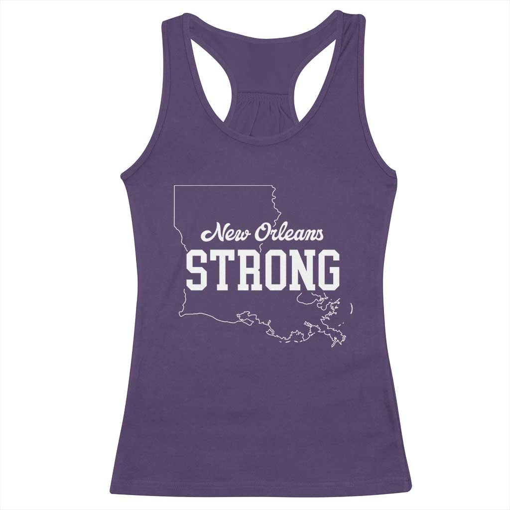Nola Strong Racerback Tank Top Support Louisiana 2025 New Orleans Map TS10 Purple Print Your Wear