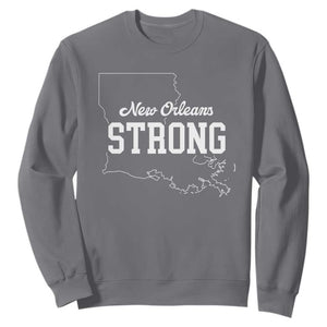 Nola Strong Sweatshirt Support Louisiana 2025 New Orleans Map TS10 Charcoal Print Your Wear