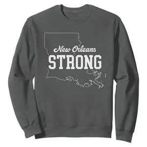 Nola Strong Sweatshirt Support Louisiana 2025 New Orleans Map TS10 Dark Heather Print Your Wear