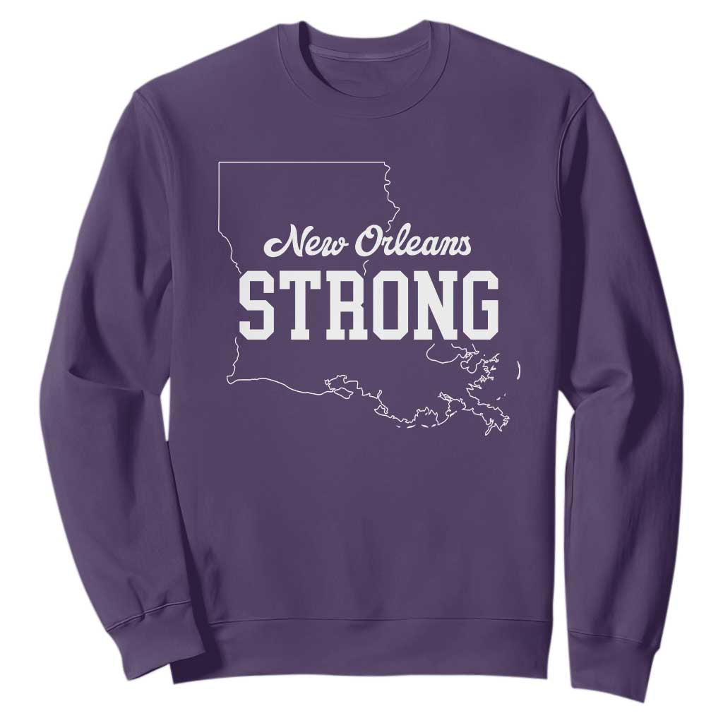 Nola Strong Sweatshirt Support Louisiana 2025 New Orleans Map TS10 Purple Print Your Wear