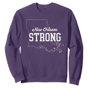 Nola Strong Sweatshirt Support Louisiana 2025 New Orleans Map TS10 Purple Print Your Wear