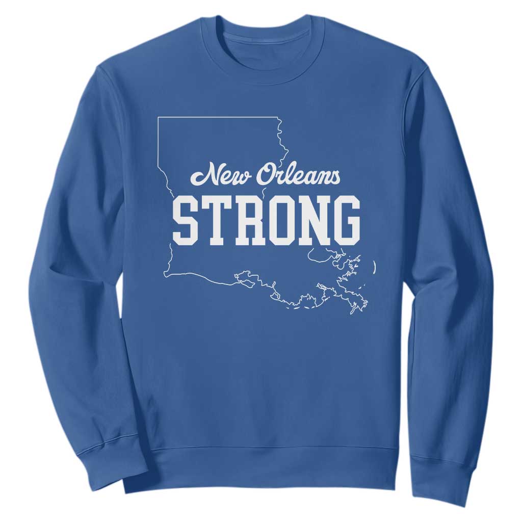 Nola Strong Sweatshirt Support Louisiana 2025 New Orleans Map TS10 Royal Blue Print Your Wear