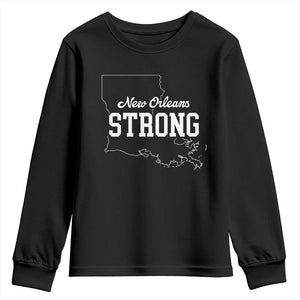 Nola Strong Youth Sweatshirt Support Louisiana 2025 New Orleans Map TS10 Black Print Your Wear