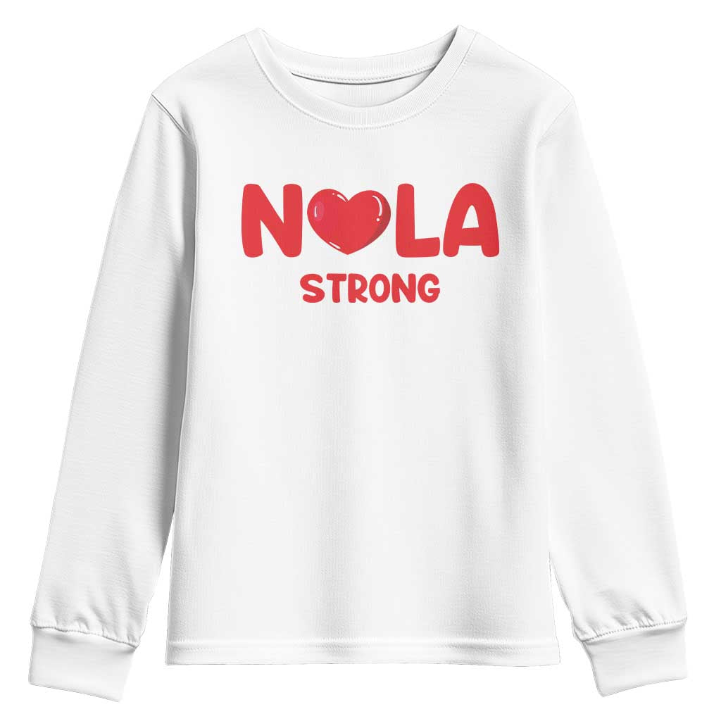 Nola Strong New Orleans Support Youth Sweatshirt TS10 White Print Your Wear