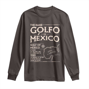 Gulf Of Mexico Long Sleeve Shirt 1672 Historic Map Coast Mexico Lover TS10 Dark Chocolate Print Your Wear