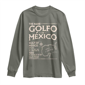 Gulf Of Mexico Long Sleeve Shirt 1672 Historic Map Coast Mexico Lover TS10 Military Green Print Your Wear