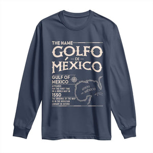 Gulf Of Mexico Long Sleeve Shirt 1672 Historic Map Coast Mexico Lover TS10 Navy Print Your Wear