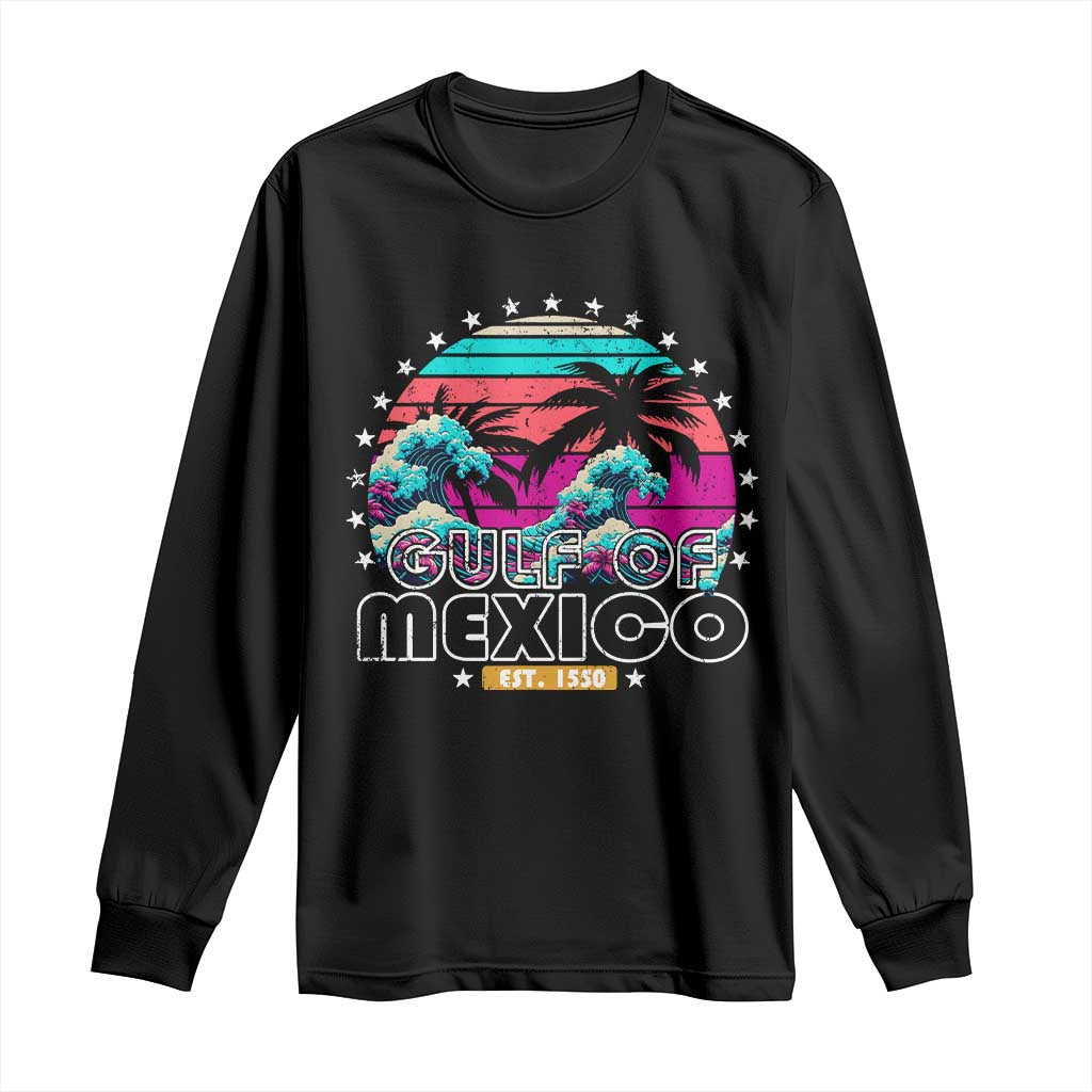 Gulf Of Mexico Long Sleeve Shirt Est. 1550 Retro Summer Vibes TS10 Black Print Your Wear