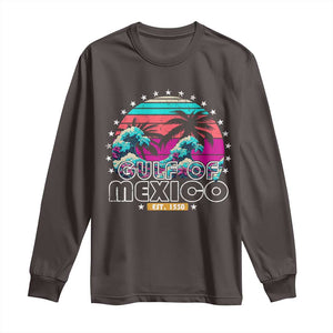 Gulf Of Mexico Long Sleeve Shirt Est. 1550 Retro Summer Vibes TS10 Dark Chocolate Print Your Wear