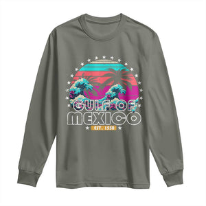 Gulf Of Mexico Long Sleeve Shirt Est. 1550 Retro Summer Vibes TS10 Military Green Print Your Wear