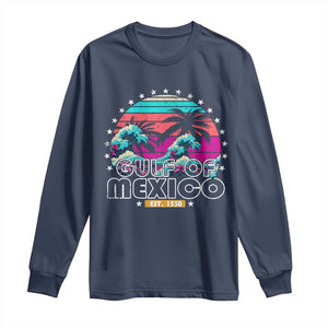 Gulf Of Mexico Long Sleeve Shirt Est. 1550 Retro Summer Vibes TS10 Navy Print Your Wear