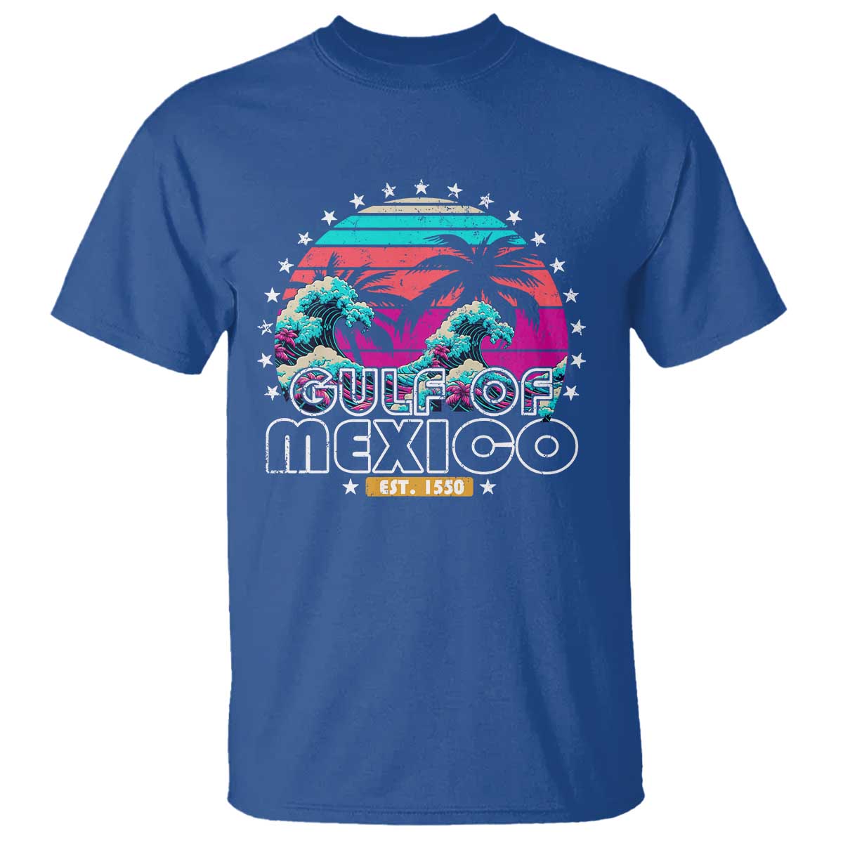 Gulf Of Mexico T Shirt Est. 1550 Retro Summer Vibes TS10 Royal Blue Print Your Wear
