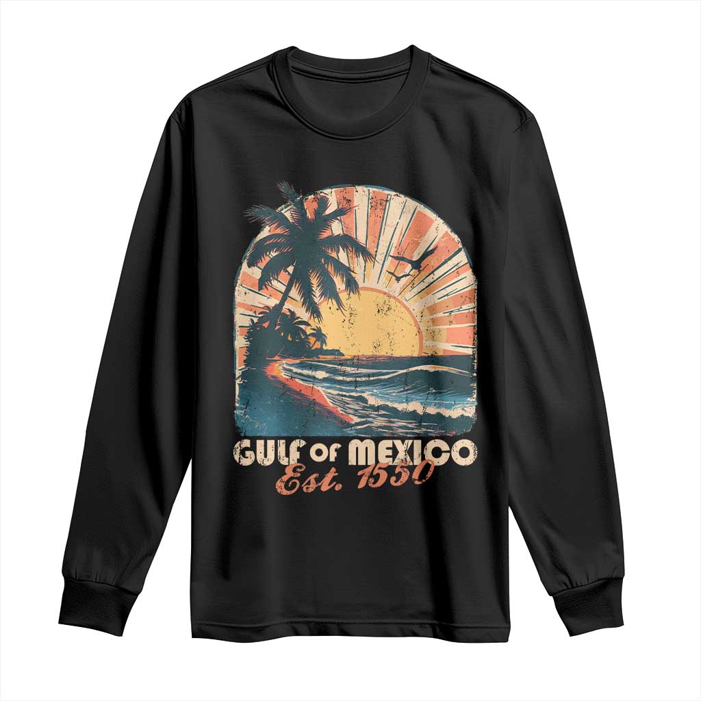 Gulf Of Mexico Long Sleeve Shirt Est. 1550 Sunny Vibes TS10 Black Print Your Wear