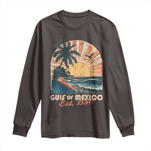 Gulf Of Mexico Long Sleeve Shirt Est. 1550 Sunny Vibes TS10 Dark Chocolate Print Your Wear