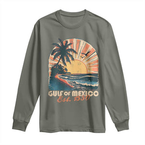 Gulf Of Mexico Long Sleeve Shirt Est. 1550 Sunny Vibes TS10 Military Green Print Your Wear