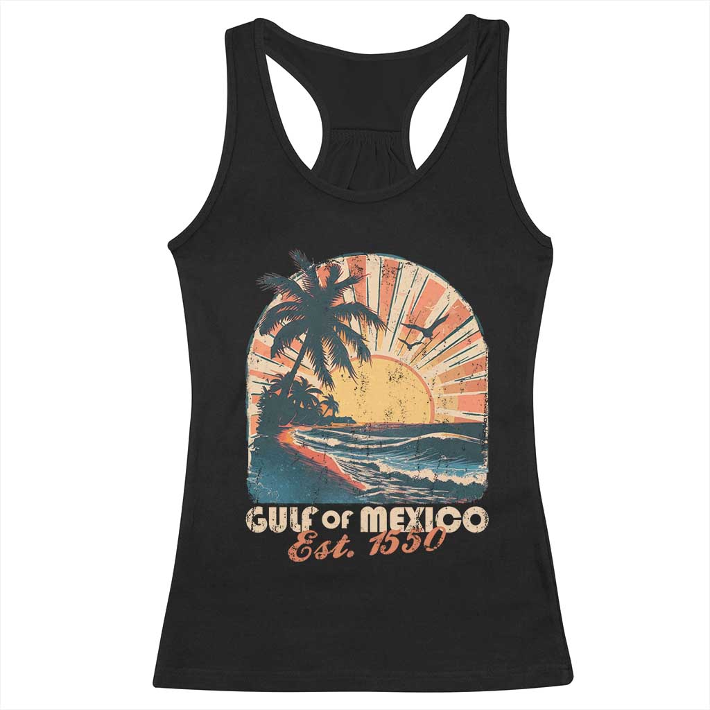 Gulf Of Mexico Racerback Tank Top Est. 1550 Sunny Vibes TS10 Black Print Your Wear