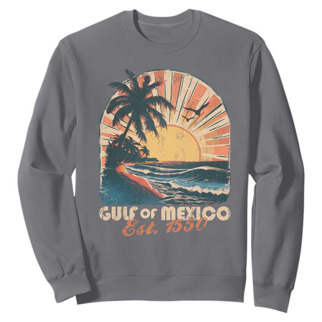 Gulf Of Mexico Sweatshirt Est. 1550 Sunny Vibes TS10 Charcoal Print Your Wear
