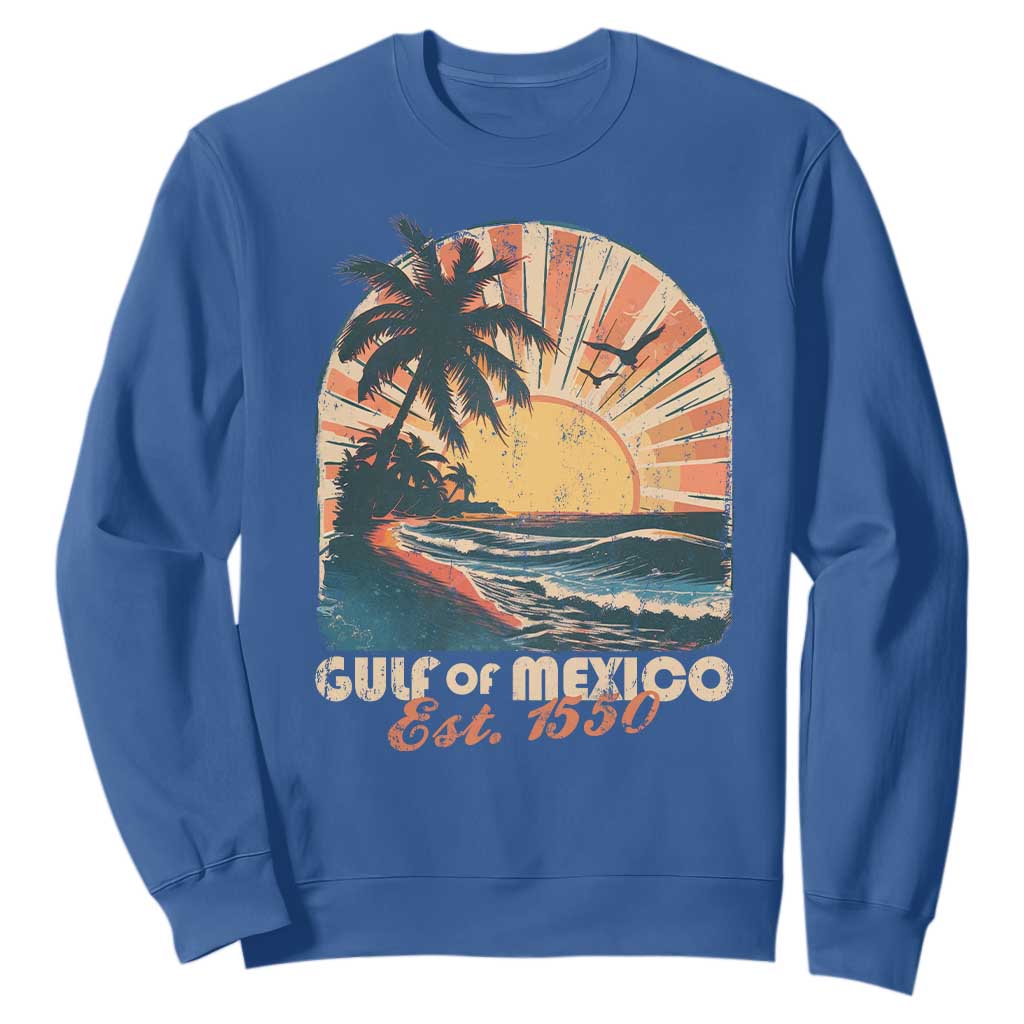 Gulf Of Mexico Sweatshirt Est. 1550 Sunny Vibes TS10 Royal Blue Print Your Wear