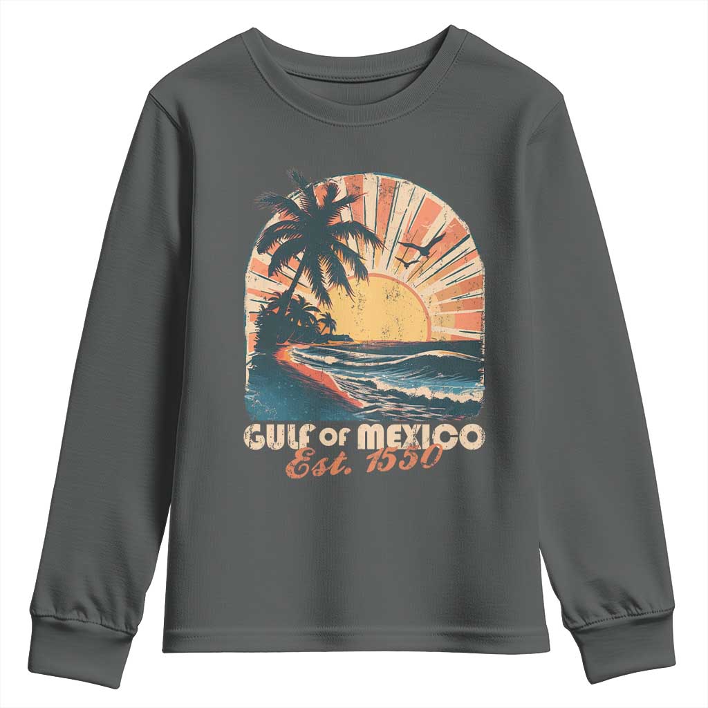 Gulf Of Mexico Youth Sweatshirt Est. 1550 Sunny Vibes TS10 Dark Heather Print Your Wear
