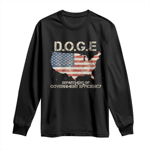 D.O.G.E. DOGE Department of Government Efficiency Long Sleeve Shirt American Flag US Map TS10 Black Print Your Wear