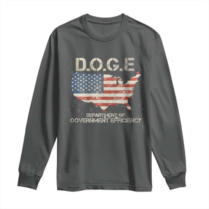 D.O.G.E. DOGE Department of Government Efficiency Long Sleeve Shirt American Flag US Map TS10 Dark Heather Print Your Wear